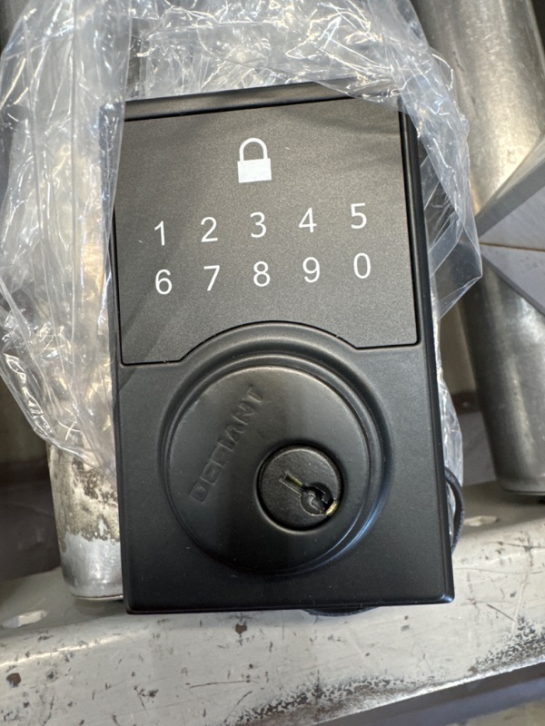 Photo 2 of **NOT EXACT SAME AS STOCK PHOTO** Square Matte Black Electronic Single Cylinder Touchpad Deadbolt