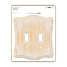 Photo 1 of * CASE OF 3* allen + roth 2-Gang Standard Size Distressed White Wood Indoor Toggle Wall Plate
