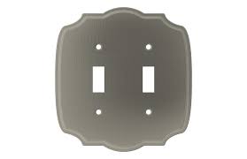 Photo 1 of * CASE OF 5* allen + roth Yalden 2-Gang Brushed Nickel Zinc Indoor Toggle Wall Plate
