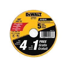 Photo 1 of * CASE OF 4 Units* DEWALT Cutting Wheel, General Purpose Metal Cutting, 4-1/2-Inch, 5-Pack (DW8062B5)