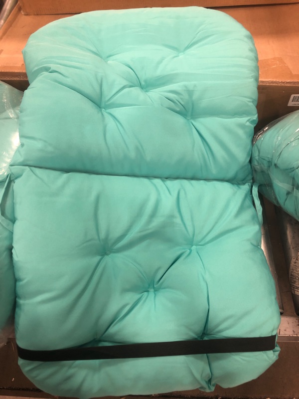 Photo 2 of * PACK OF 6* 2 Piece Teal Color Indoor/Outdoor Cushions for Patio Furniture 4 in H X 21 in. W X 42 in. L Size, Fade Uv & Water Resistant | All Season Pretty Blue Shade Overstuffed Design Ultra Thick Soft Feel
