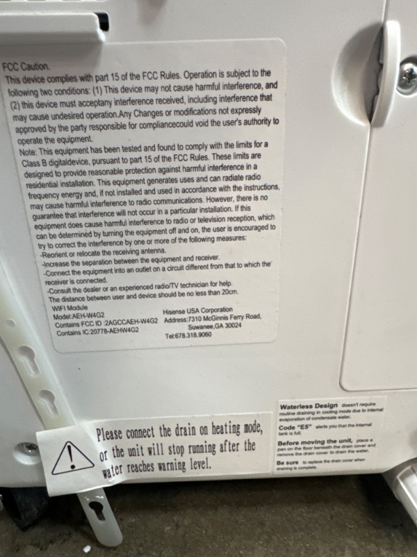 Photo 6 of **SEE NOTES** REFURBISHED Hisense Smart SACC 8,000 BTU Portable Air Conditioner & Heating 4 Modes - WiFi, Remote, Alexa,Google iOS,Android, Voice Controller App & Dual Hose Heat Pump,550 sq.ft. Fast Cooling White 550 Cubic Feet