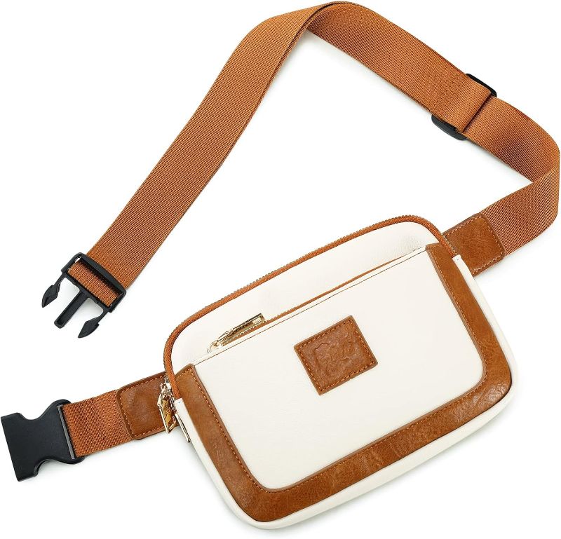 Photo 1 of ***WHITOUT BROWN SQUARE IN MIDDLE ***
Small Crossbody Fanny Packs for Women Men Everywhere Belt Bag Fashion Waist Packs Vegan Leather Belt Bag with Adjustable Strap for Travel Hiking Walking,Black