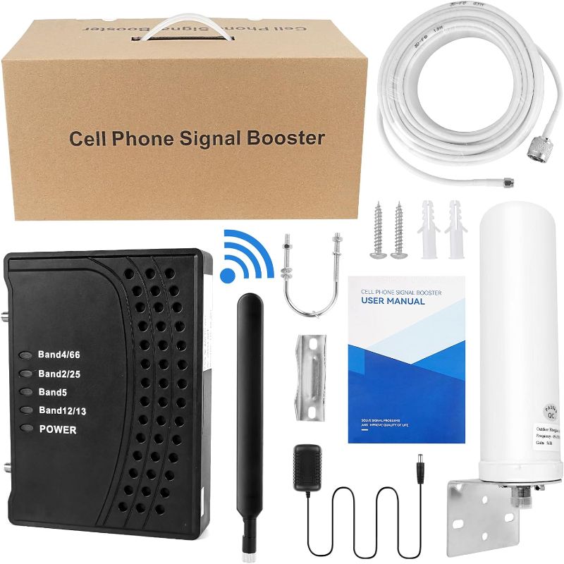 Photo 1 of Cell Phone Signal Booster Kit for All Carriers | Cell Phone Booster for Home Truck Car - Up to 2500 sq ft | Boosts 5G/4G/3G LTE Data for AT&T, Verizon, T-Mobile, Sprint | FCC Approved