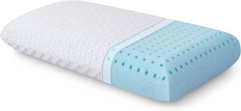 Photo 1 of Gel Memory Foam Pillow Dual-Sided Washable Cover for All Seasons Ventilated Breathable Foam Pillow for Sleeping CertiPUR-US Standard, Pack of 1