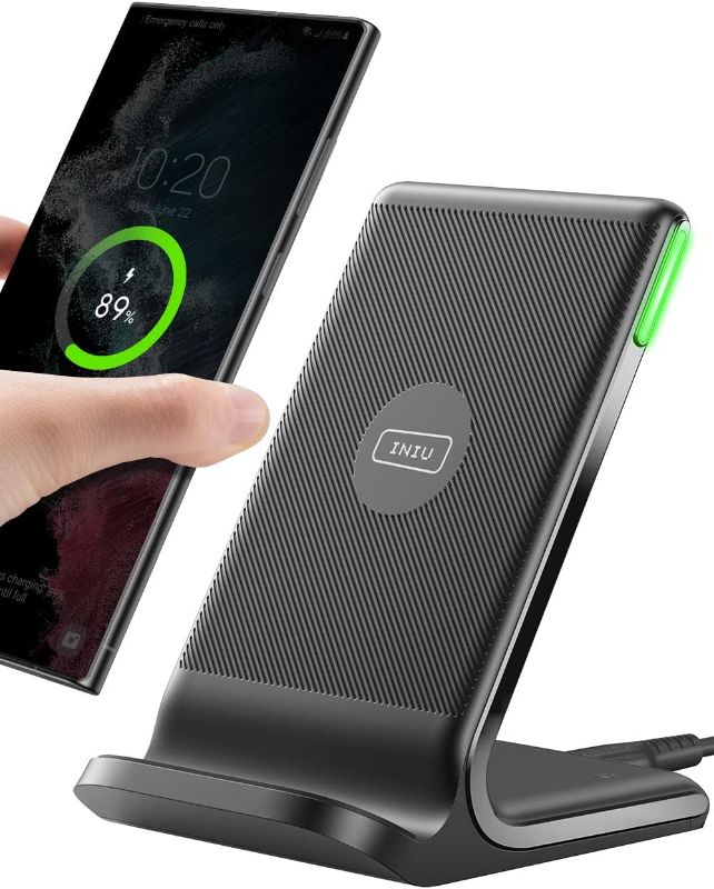 Photo 1 of INIU Wireless Charger, 15W Fast Qi-Certified Wireless Charging Station with Sleep-Friendly Adaptive Light Compatible with iPhone 15 14 13 12 Pro XS 8 Plus Samsung Galaxy S23 S22 S21 Note 20 Google etc