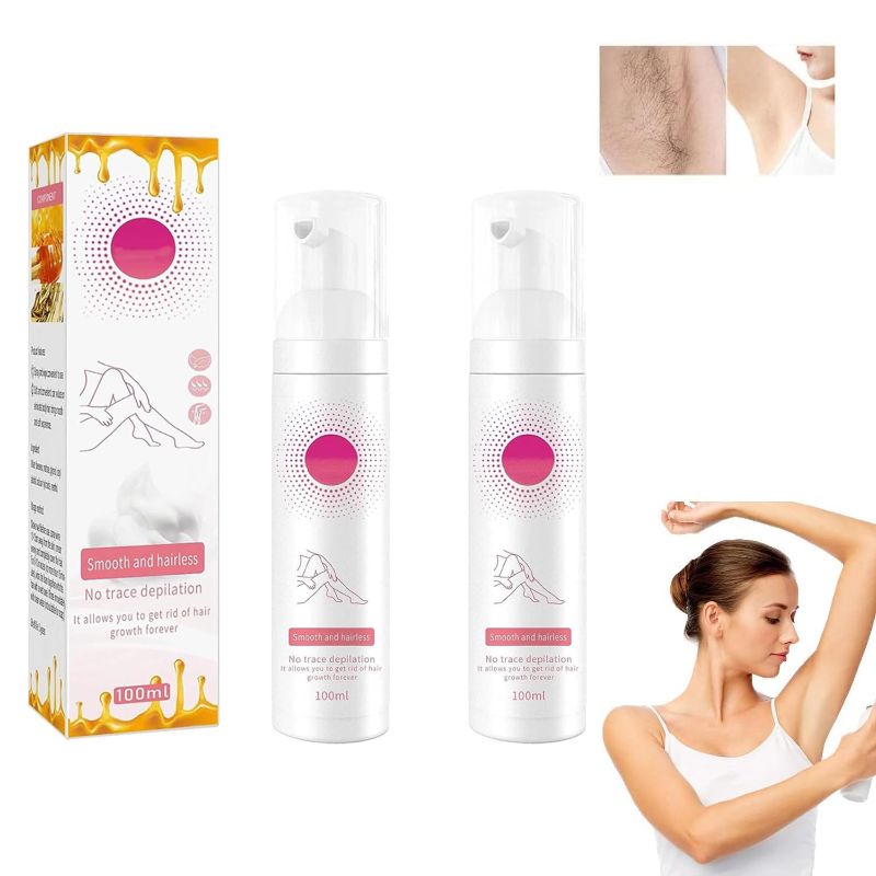 Photo 1 of 100ml Beeswax Hair Removal Mousse, Hair Removal Foam Depilatory Mousse,Moisturizing and Nourishing Foam Is Gentle and Skin-Friendly(2PCS)