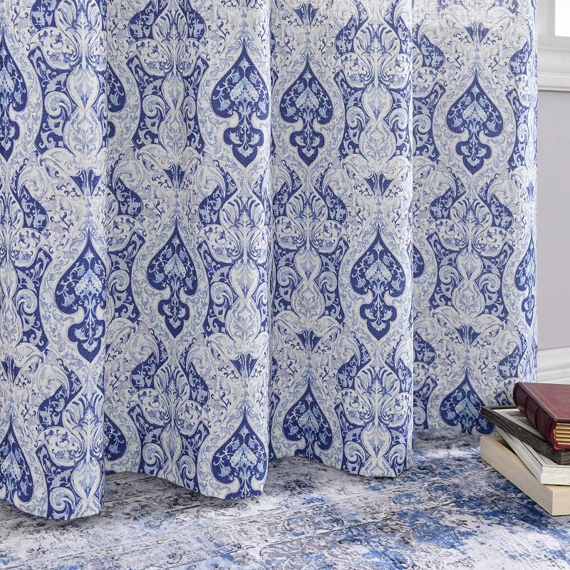 Photo 1 of *BLUE* jinchan Medallion Print Curtains for Bedroom Kitchen Retro Linen Blend Textured Damask Curtain Panels Drapes Window Curtain Set for Living Room 2 Panels 84 Inch Long Gold W50 x L84 Grommet| Medallion Golden