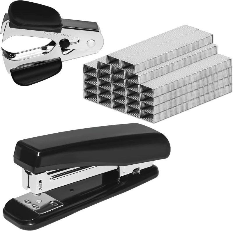 Photo 1 of JIKIOU Basics Stapler, Commercial Desktop Staplers, 20 Sheet Capacity, Portable, Durable Metal Desktop Stapler for Home Office Supplies, Classroom or Desktop Accessories, Black, 2 Pack