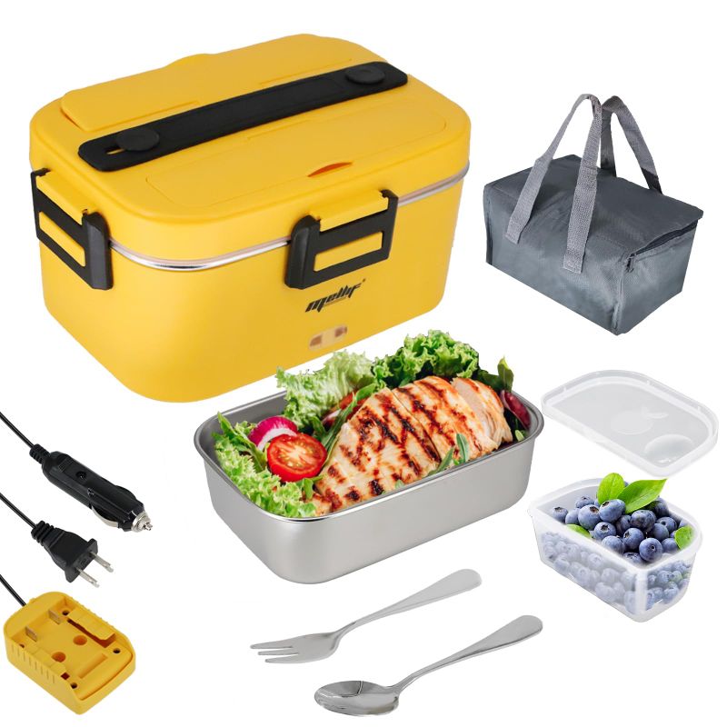 Photo 1 of **MISSING CAR CHARGER, DIFFERENT COLOR FROM STOCK PHOTO**Electric Lunch Box, Mellif Compatible with dewalt 20V Max Battery (NOT Included) 75W 62OZ(1.8L) Food Heater 110V/12V/24V for Home/Truck/Jobsite, Leak-proof Portable Heated Lunch Kit