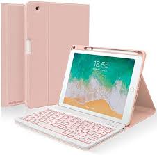 Photo 1 of BLUTLOTUS Keyboard case for iPad 9.7 Inch Air 2, iPad 5th/iPad 6th Generation (2017/2018) Case with Keyboard Detachable, 7 Color Wireless Backlit Keyboard, Smart Folio Cover with Pencil Holder(Pink) 9.7 Inches Case-Detachable Keyboard Rose Gold for iPad 5