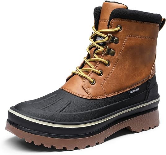 Photo 1 of (NON-REFUNDABLE) Mens Heavy Duty Soft/Composite/Steel Toe Work Boots for Men-Comfortable,Full Grain Leather,6 in Wedge Moc Toe Construction Boots/Shoes brown size 13 mens 
