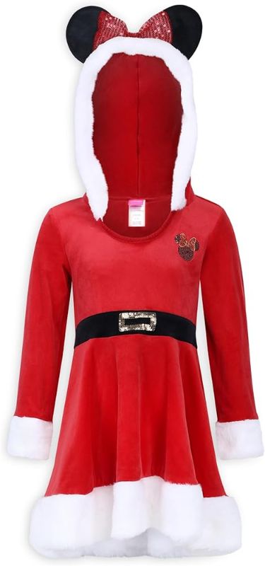 Photo 1 of Disney Minnie Mouse Girls Christmas Holiday Long Sleeve Hooded Santa Dress with Ears for Toddlers and Big Kids size 3T