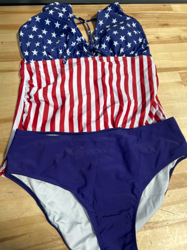 Photo 1 of 2 piece US flag printed bathing suit size XL