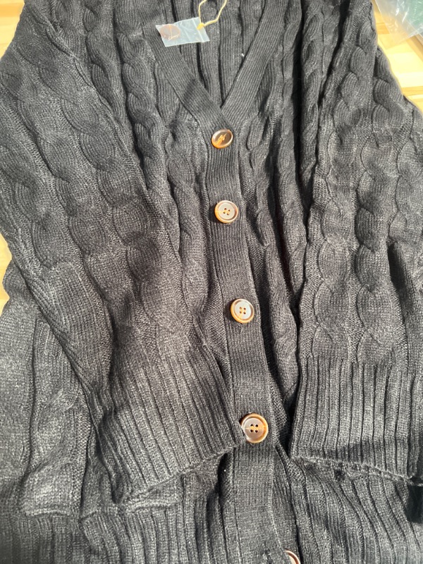 Photo 1 of Black knitted sweater brown button up cardigan size XL 