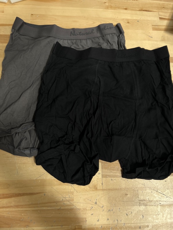 Photo 1 of 4 pack men’s boxer briefs gray and black size large 