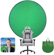 Photo 1 of Portable Collapsible Webcam Backdrop with package bag, Wrinkle-Resistant Fabric, Attach to Chair, Easy Setup, Perfect for Zoom Webex Teams Tiktok, Green Screen Blue Screen Background Screen (NSRoundL)