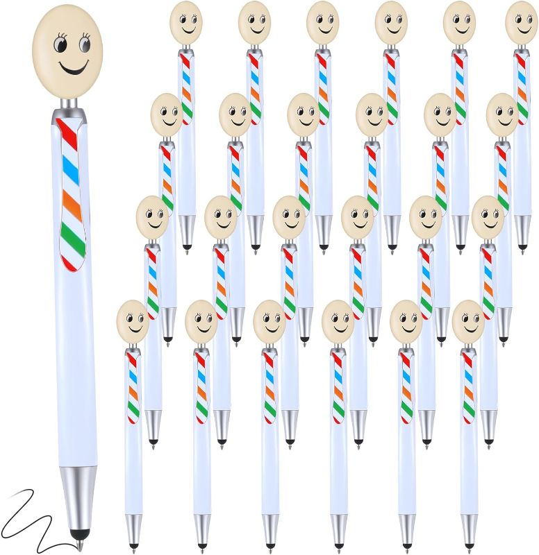 Photo 1 of Yinder 24 Pcs Mop Head Pens Bulk Funny Ballpoint Pen Screen Cleaner Marker Pens Writing Drawing Gifts for Teachers Students Coworkers Office Holiday Family Decorations (White)