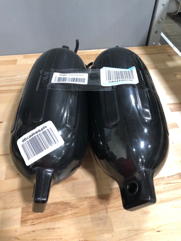 Photo 1 of Dock Edge Twin Eye, Dolphin Boat Fenders, Ribbed, 2-Pack with Dockside Lines 6.5" - Black