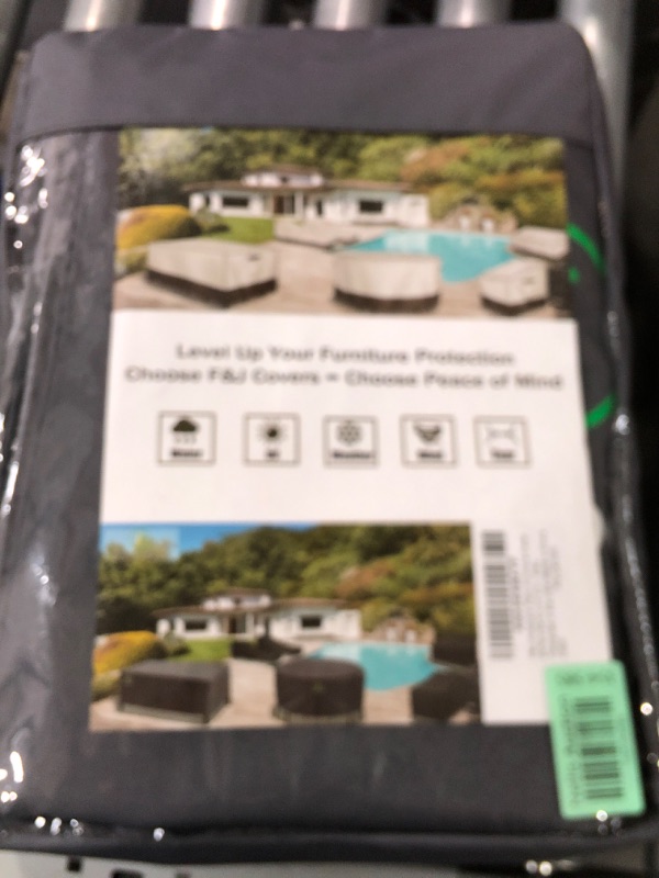 Photo 2 of (GREY)F&J Outdoors 9 Piece Patio Furniture Set Cover 84 x 84 Outdoor Patio Furniture Covers Waterproof Sectional Eco-Friendly Fabric UV Resistant 84"W x 84"D x 27.5"H Beige & Brown