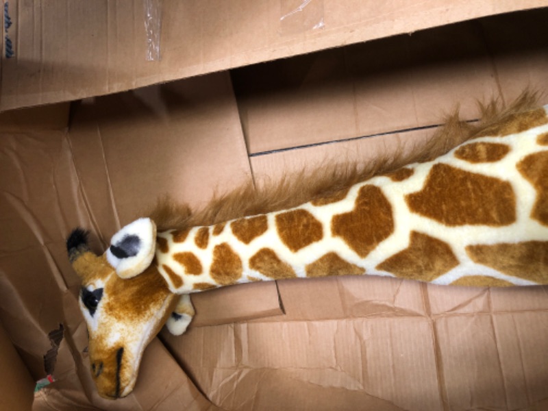 Photo 1 of BRINJOY Giant Giraffe Stuffed Animal Set, 47 Inch Large Plush Giraffe Toy with Bird&Basket&Leaves&Card, Big Lifelike Standing Giraffe for Girls Boys