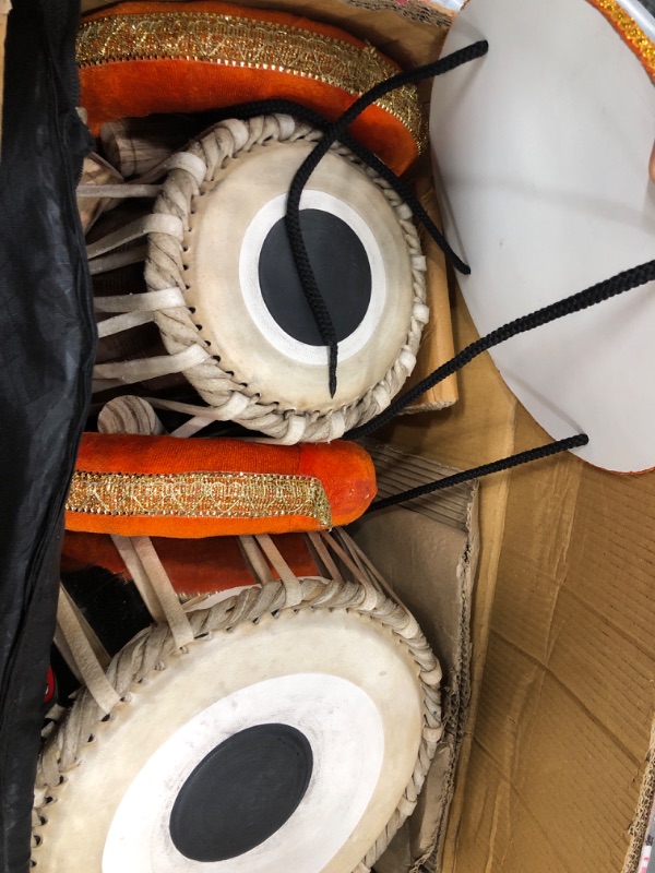 Photo 1 of MAHARAJA Basic Tabla Set, Student Tabla Set, Steel Bayan, Dayan, Hammer, Cushions & Cover - Perfect Tablas for Students and Beginners on Budget, Tabla Drums, Indian Hand Drums (PDI-IB)