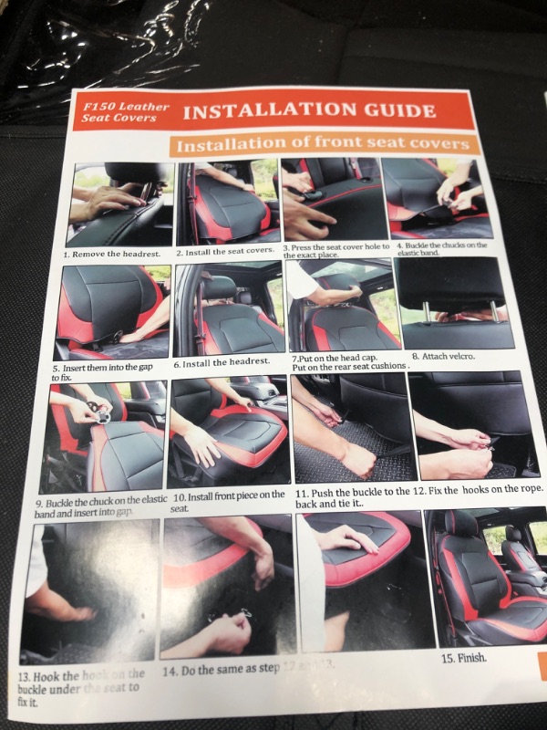 Photo 1 of ***DAMAGED - HAS A HUGE CUT - SEE PICTURES***
Coverado Front and Back Seat Covers 5 Pieces, Waterproof Leather Truck Seat Protectors Custom Ford Interior, Compatible with Ford F-150 2015-2023 SuperCrew& F-250 F-350 F-450 2017-2023 CrewCab, Gray
