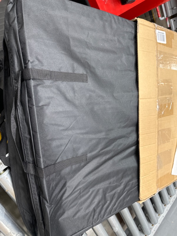 Photo 1 of Folding Portable Bar Table, Tradeshow Podium Table for Indoor, Outdoor, Party, Picnic, Exhibition, Includes Carrying Case, Storage Shelf and Black Skirt, 38.39" x 15.16" x 34.25" 38.39 INCH