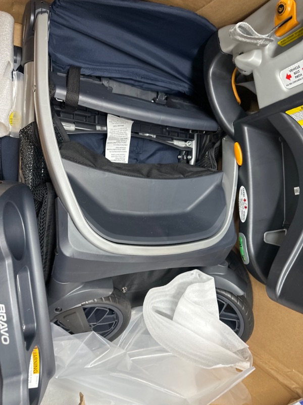 Photo 3 of ***READ NOTE **Chicco Bravo 3-in-1 Trio Travel System, Bravo Quick-Fold Stroller with KeyFit 30 Infant Car Seat and base, Car Seat and Stroller Combo | Brooklyn/Navy Brooklyn Bravo