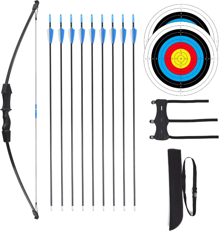 Photo 1 of 45" Bow and Arrow Set for Kids, Archery Beginner Gift with 9 Arrows 2 Target Face, 1 Arm Guard and 1 Quiver, 18 Lb Recurve Bow Kit for Teen Outdoor Sports Game Longbow
needs to be assembled