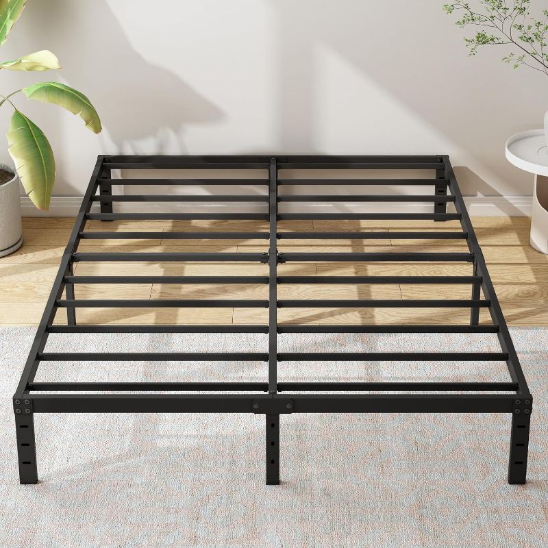 Photo 1 of 12 Inch Queen Size Metal Bed Frame, Heavy Duty Steel Slat Mattress Foundation,No Box Spring Needed, Easy Assembly, Noise-Free,Black
