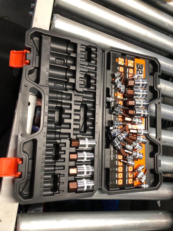 Photo 2 of ***USED - ONE BIT BROKEN - SEE PICTURES***
Allen Socket Set, HORUSDY 32-Piece Hex Bit Socket Set with Storage Case, SAE and Metric S2 Alloy Steel Bits with Cr-V Steel Socket