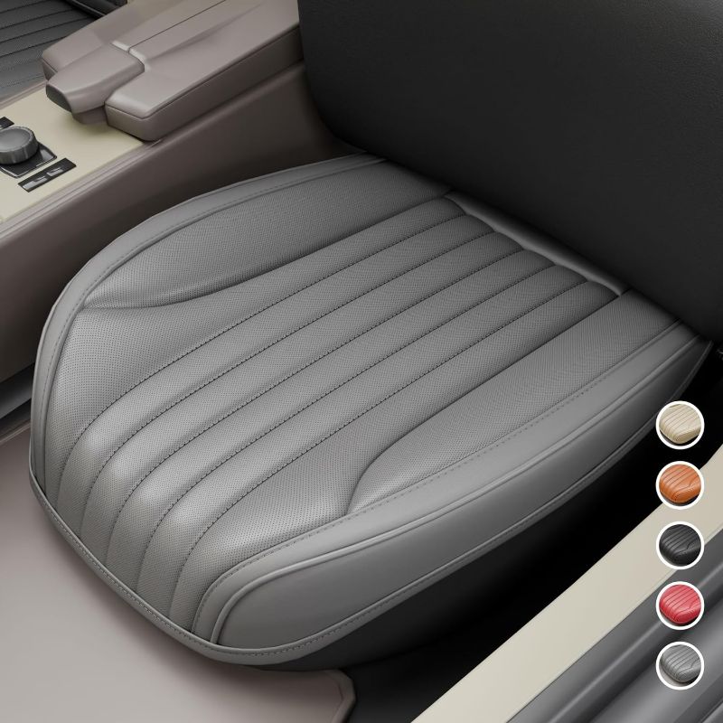 Photo 1 of 2 Pieces LB Car Seat Covers Front Bottom Seat Cushion Covers, Waterproof Nappa Leather, Anti-Slip and Wrap Around The Bottom, Universal Auto Interior Fit for Sedans SUV Pick-up Truck, Grey