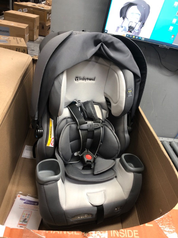 Photo 2 of Baby Trend Cover Me 4-in-1 Infant Toddler Convertible Car Seat with Adjustable/Removable Canopy for Sun Protection & 2 Cup Holders, Stormy Gray