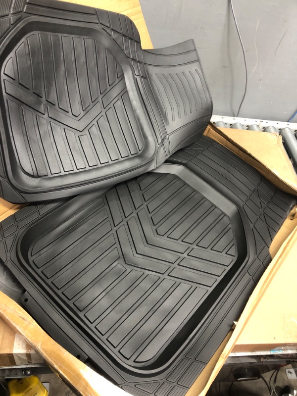 Photo 3 of Amazon Basics 4-Piece All-Weather Protection Heavy Duty Rubber Floor Mats Set with Cargo Liner for Cars, SUVs, and Trucks?Black,Universal Trim to Fit Black Thick Heavy Duty Rubber 4-Piece