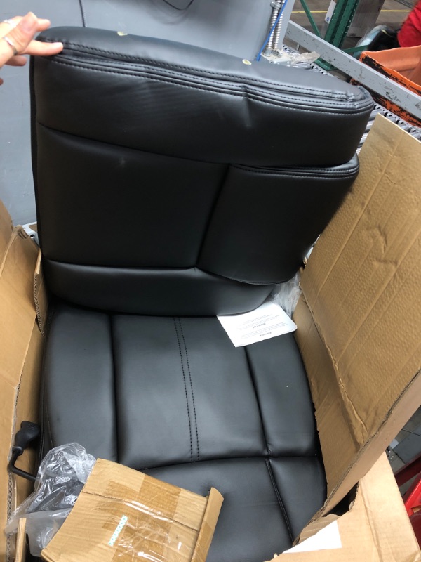 Photo 2 of **MISSING LEGS//HARDWARE** Executive Office Chair, Ergonomic Home Office Desk Chair with Wheels, Thicken Armrest and Lumbar Support, Upholstered Leather Mid-Back Computer Gaming Chair (Black, Set of 1)
