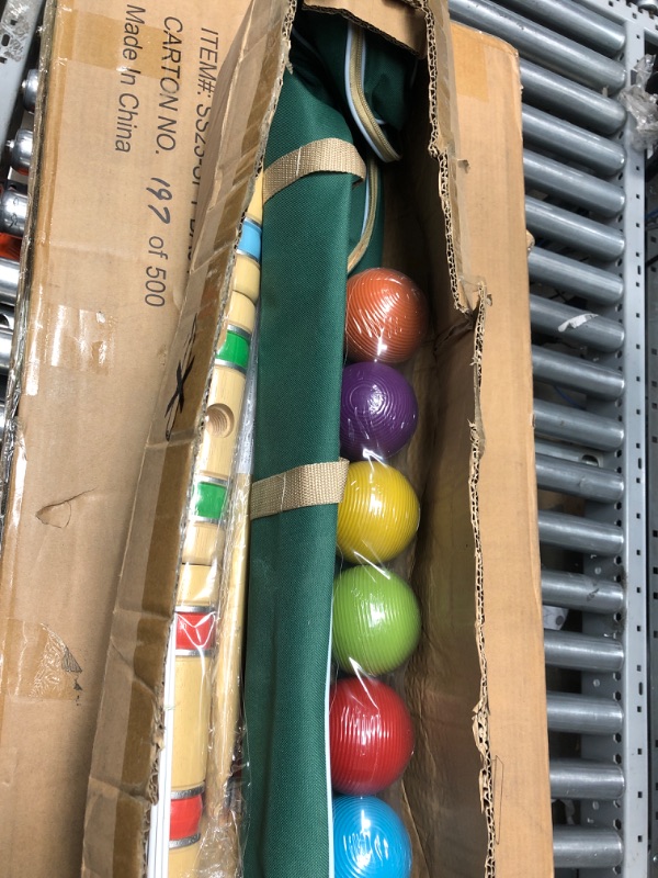 Photo 2 of ApudArmis Six Player Croquet Set with Premiun Rubber Wooden Mallets 28In,Colored Ball,Wickets,Stakes - Lawn Backyard Game Set for Adults/Teenagers/Family (Large Carry Bag Including)