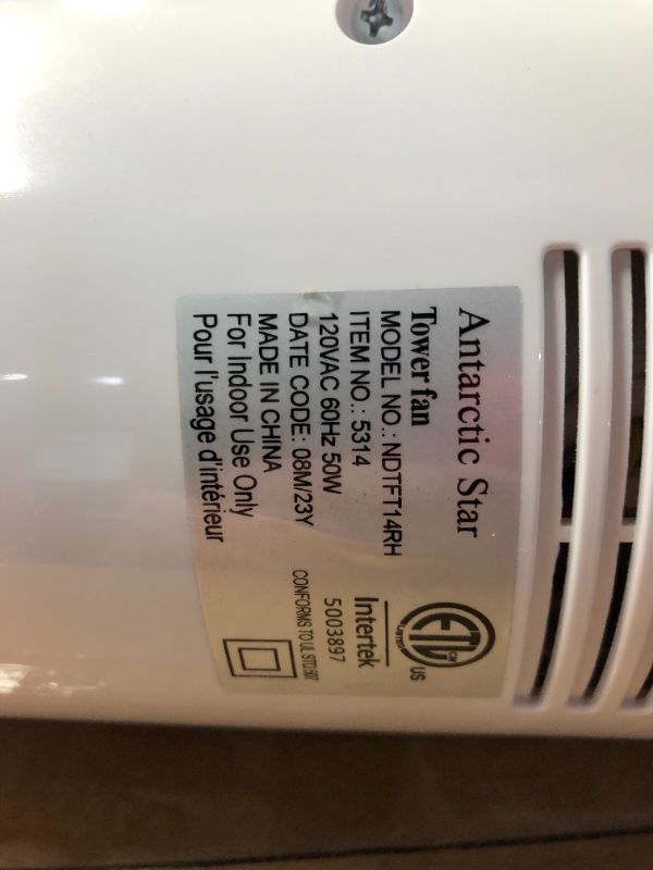 Photo 4 of ***MAJOR DAMAGE - CRACKED - SEE PICTURES - BASE MISSING - POWERS ON - UNABLE TO TEST FURTHER***
Antarctic Star 43 inch Tower Fan Portable Electric Oscillating Fan Quiet Remote Control Bladeless Floor Fan 3-Spped Wind Mode 12H Timer Bedroom Office White