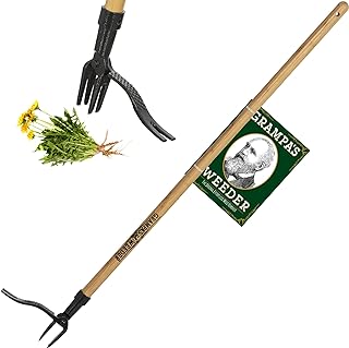 Photo 1 of Grampa's Weeder - The Original Stand Up Weed Puller Tool with Long Handle - Made with Real Bamboo & 4-Claw Steel Head Design - Easily Remove Weeds Without Bending, Pulling, or Kneeling
