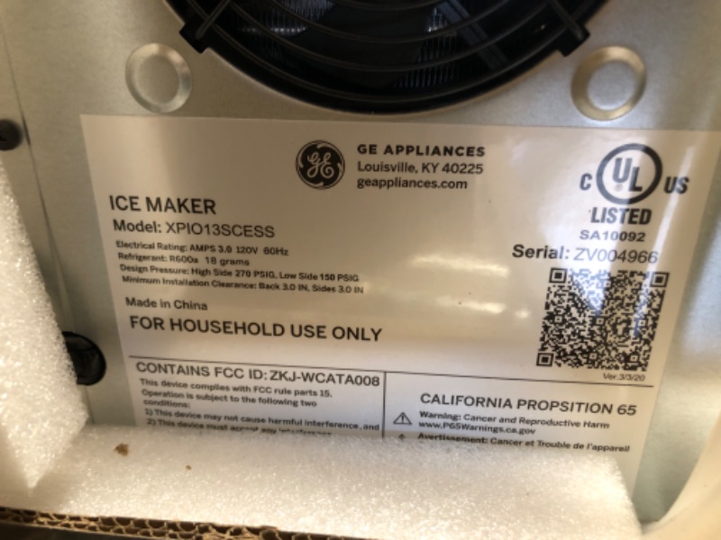 Photo 7 of (tested)(powers on) GE Profile Opal 2.0 | Countertop Nugget Ice Maker with Side Tank | Ice Machine with WiFi Connectivity |