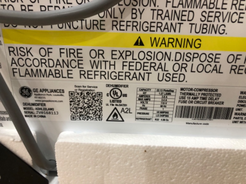 Photo 3 of **READ NOTES**GE 22 Pt. Dehumidifier with Smart Dry for Bedroom, Basement or Damp Rooms Up to 1500 Sq. ft. in White, Energy Star