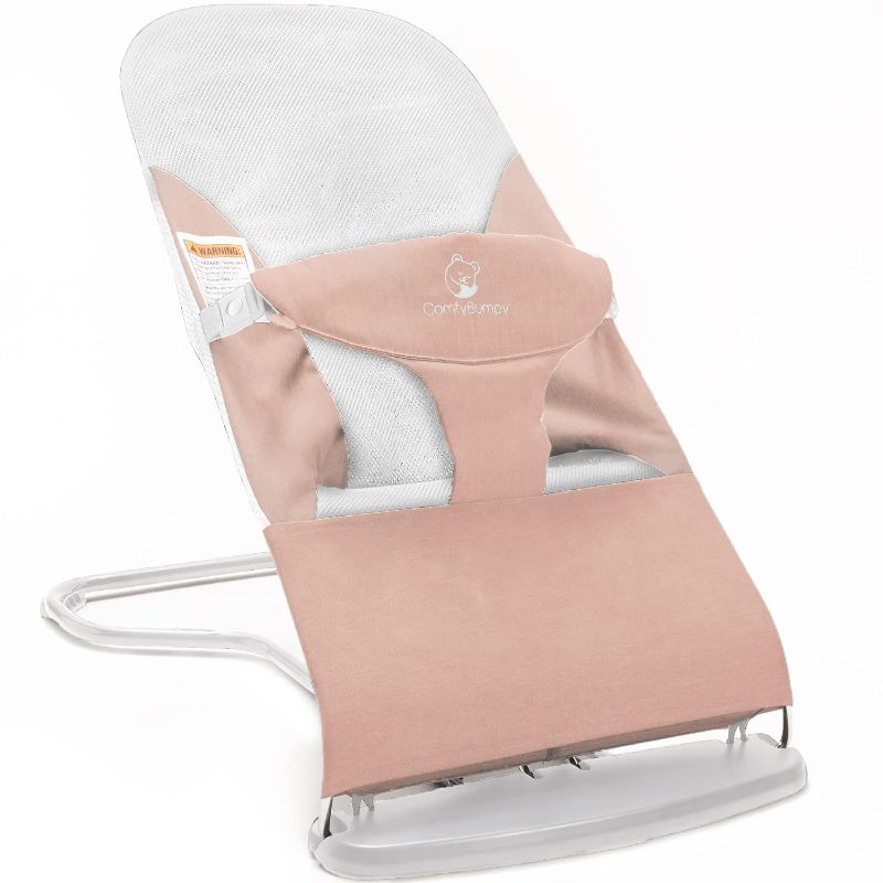 Photo 1 of ComfyBumpy Ergonomic Baby Bouncer Seat - Bonus Travel Carry Case - Safe, Portable Bouncing Chair with Adjustable Height Positions - Infant Sleeper Bouncy Seat Perfect for Newborn Babies (Pink)