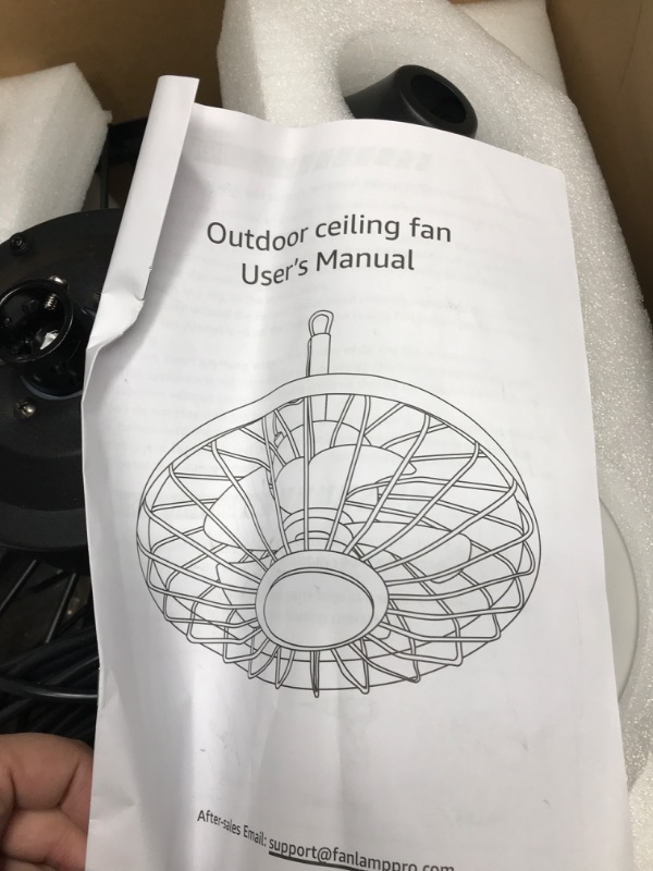 Photo 2 of LEDIARY 20" Outdoor Ceiling Fans with Lights and Remote Control, Waterproof Caged Ceiling Fan with 3 Color LED Light,Portable Hanging Gazebo Fan with Plug in Cord Hook for Patios,Black