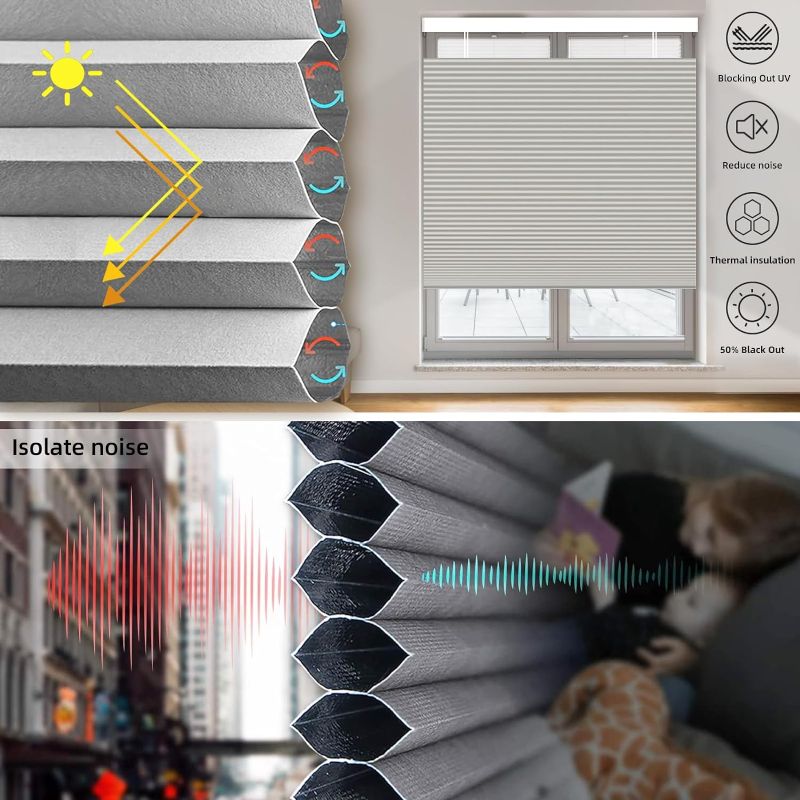 Photo 1 of  Motorized Top Down Bottom Up Shades,Cellular Shades Work with Alexa,Google,Motorized Cellular Shades.Blackout and Light Filtering Day Night Honeycomb Blinds for Window,Custom Size