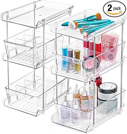 Photo 1 of 3 Tier Clear Under Bathroom Sink Organizer Pull Out Drawer | Bathroom Cabinet Organizer Under Sink | Under Vanity Organizer | Medicine Cabinet Storage | Bathroom Counter Organizer | (2 Pack)