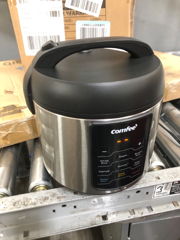 Photo 2 of COMFEE' Rice Cooker, 6-in-1 Stainless Steel Multi Cooker, Slow Cooker, Steamer, Saute, and Warmer, 2 QT, 8 Cups Cooked(4 Cups Uncooked), Brown Rice, Quinoa and Oatmeal, 6 One-Touch Programs 8-cup cooked/4-cup uncooked