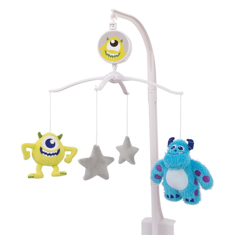 Photo 1 of Disney Monsters, Inc. Cutest Little Monster Turquoise, Green, and Gray Sully, Mike and Stars Plush Musical Mobile
