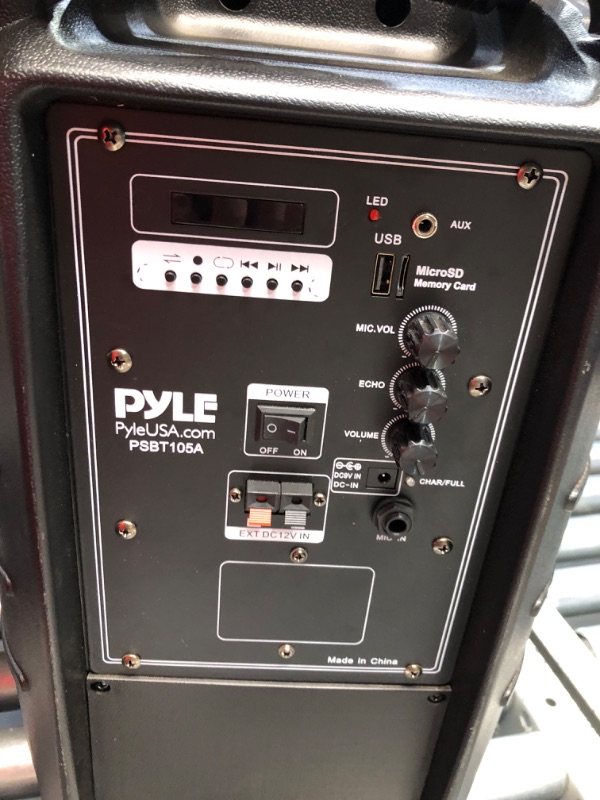 Photo 2 of 1200W Portable Bluetooth PA Speaker - 12’’ Subwoofer, LED Battery Indicator Lights W/Built-In Rechargeable Battery, MP3/USB/SD Card Reader, and UHF Wireless Microphone - Pyle PSBT125A