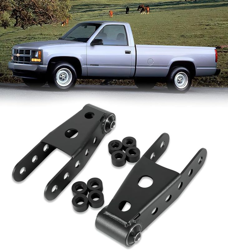 Photo 1 of 2-3" Suspension Rear Drop Lowering Shackles kit Leaf Spring Drop Shackle Kit Compatible with Chevy Silverado GMC Sierra 1500 C1500 K1500 Dodge Ram Replaces 6400 410520
