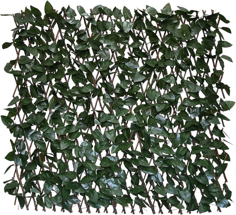 Photo 1 of Expandable Fence Privacy Screen for Balcony Patio Outdoor,Decorative Faux Ivy Fencing Panel,Artificial Hedges (Single Sided Leaves) (2, Dark Green)